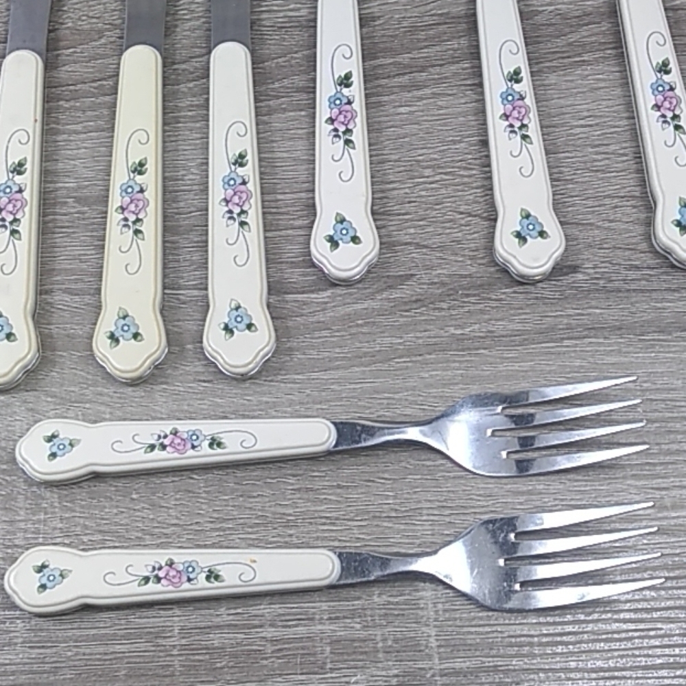 Vintage Tea Rose Pfaltzgraff utensil matching set silverware set - Picture 6 of 8